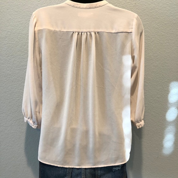 SOLD! Forever 21 Long Sleeve Tan Blouse - Picture 2 of 4